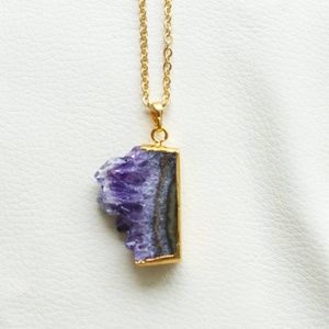 Druzy Amethyst pendant and chain NEW